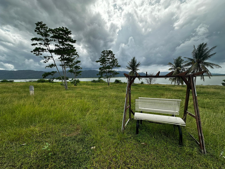Lakefront swing bench overlooking Timah Tasoh Lake