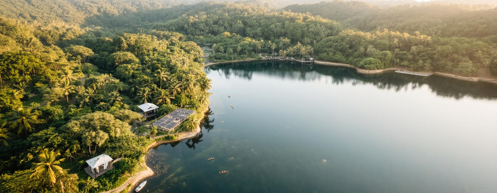 Lakefront landscape at Tasoh Lake, Perlis, Malaysia